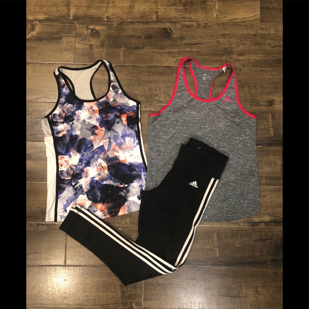 GUC Adidas 3 piece legging & top bundle for woman